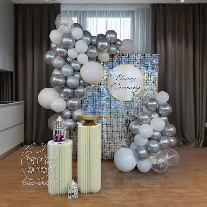 decorations Shimmery Silver Sequin Naming Ceremony Decoration